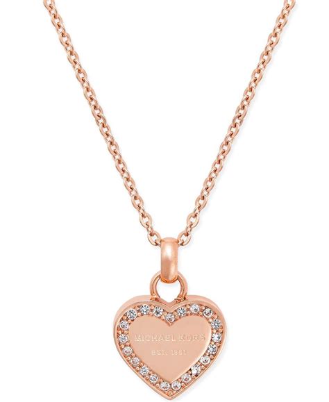 michael kors crystal pendant necklace silver|michael kors heart necklace.